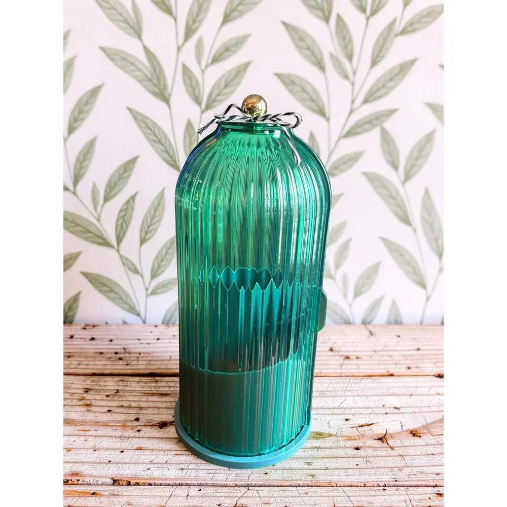 Makeup Brush Holder w Dustproof Cover 360 Rotating Green Makeup Organizer